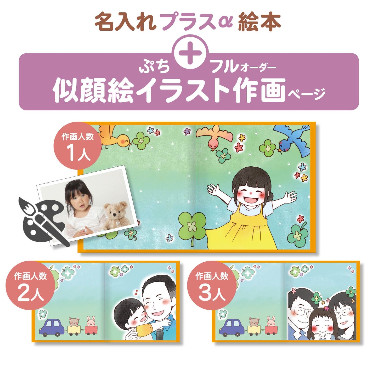 名入れ絵本「ハートフルブーケ」似顔絵ページ 商品詳細 誕生日にかわいい子犬と仲間たちがあなたをお祝いします。主人公、作者や犬の名前が入ります。 色々なお祝いごとの名前が入ります。誕生日、入園、入学、卒園、七五三、こどもの日など。 お写真編集や似顔絵も入る絵本 -#誕生日祝い #オリジナル絵本 #カスタマイズ #プレゼント#誕プレ #メッセージ #手紙 #贈り物 #読み聞かせ #孫 #似顔絵 #似顔絵絵本 #0歳 #1歳 #2歳 #3歳 #4歳 #5歳 #6歳 #7歳 #8歳 #9歳 #10歳 #100歳 あなたの絵本ドットコム
