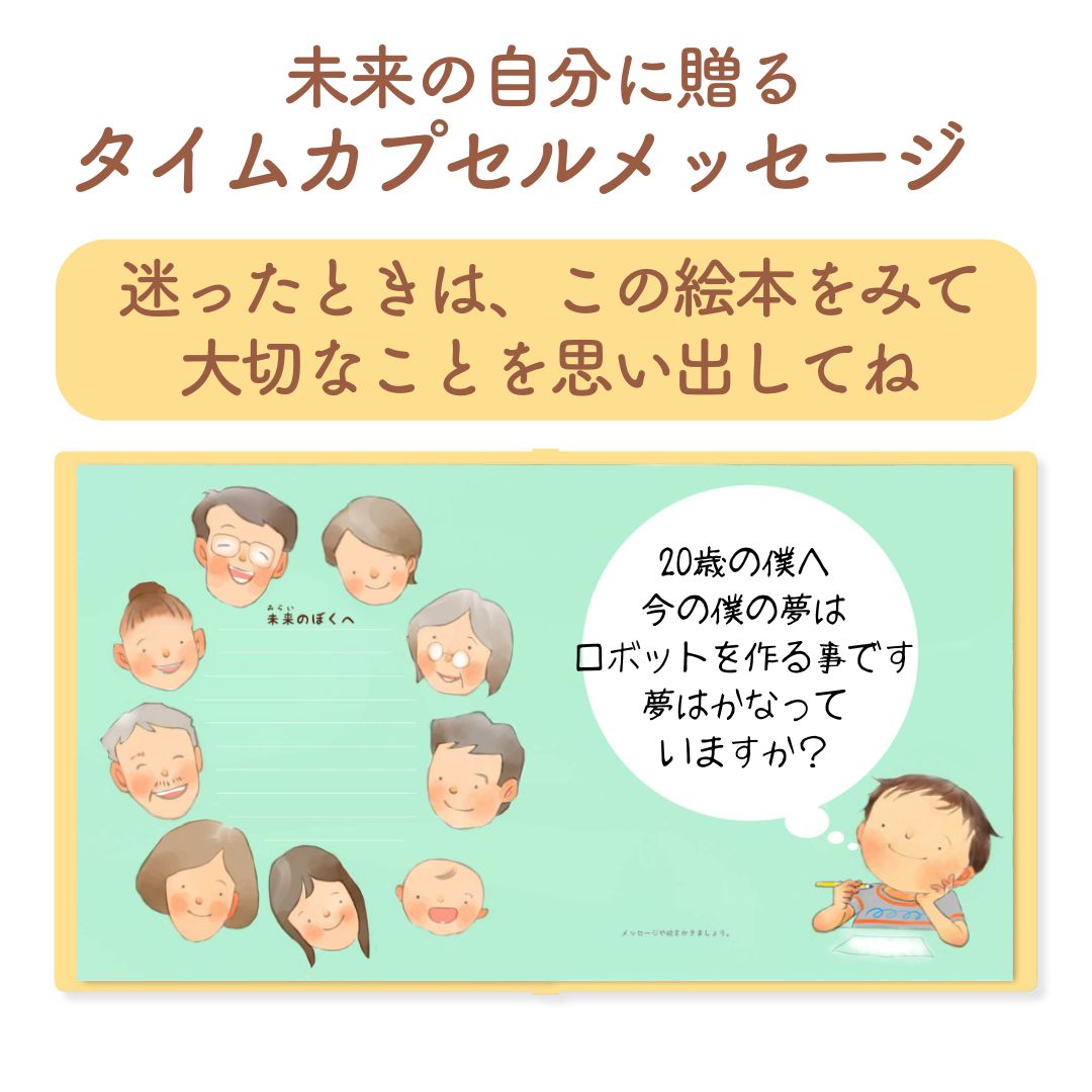 名入れ絵本「きみの未来」(男の子) 将来を考えるお子様を見守り、そっと背中を押してあげる絵本