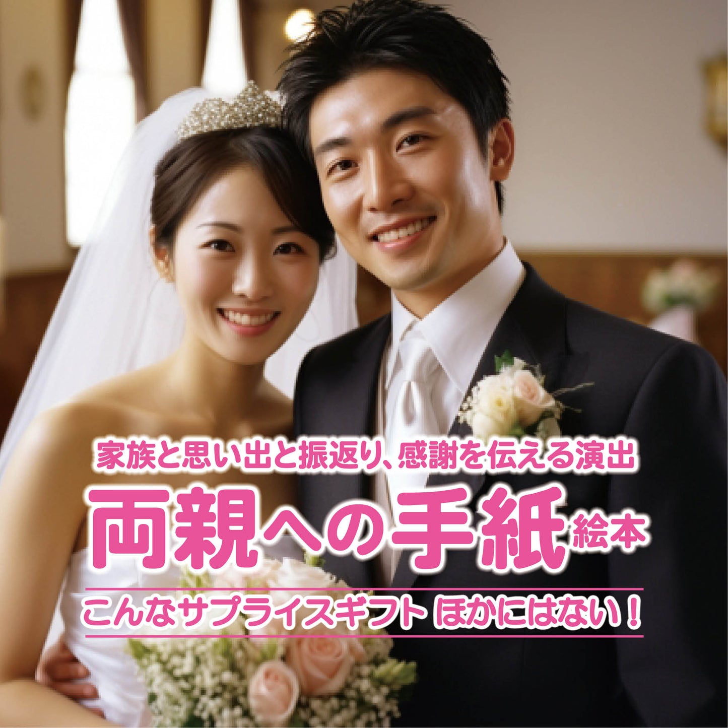 フルオーダー絵本「結婚式の手紙」両親への贈り物 あなただけが綴れる家族の物語 絵本データをスクリーン上映可
