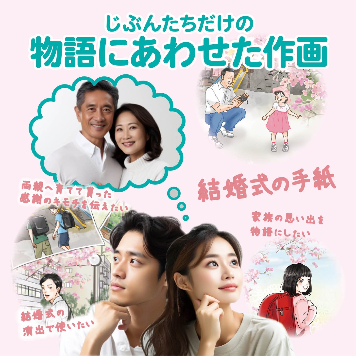 フルオーダー絵本「結婚式の手紙」両親への贈り物 あなただけが綴れる家族の物語 絵本データをスクリーン上映可
