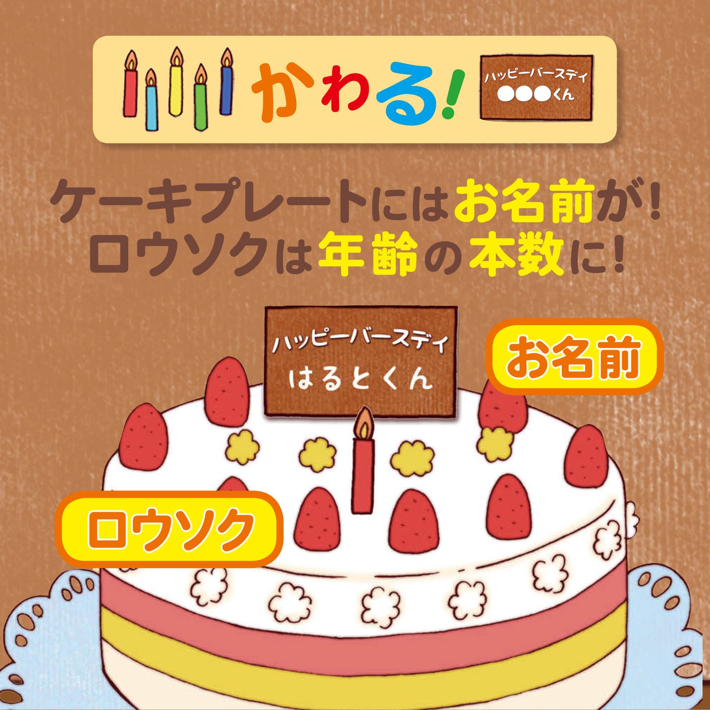 名入れ絵本「なんのおと」幼児用 日常の音とお誕生日がテーマの読み聞かせ絵本 ケーキのイラスト キャンドル -#誕生日祝い #オリジナル絵本 #カスタマイズ #プレゼント #贈り物 #音遊び #畳語 #オノマトペ #0歳 #1歳 #2歳 #3歳 #あなたの絵本ドットコム #読み聞かせ #孫