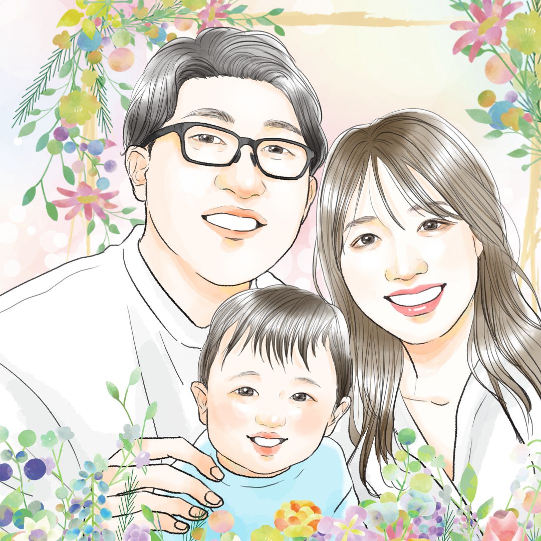 名前入り 絵本 家族の似顔絵 1歳 2歳 3歳 4歳 5歳 6歳 の誕生日 記念日のプレゼント オリジナル絵本 イラスト製作 サンプル 絵本のイラストレーターcomi