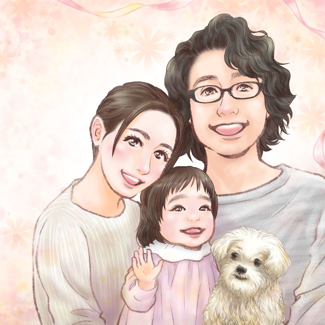 似顔絵ページ追加 人物や動物4名(匹)
