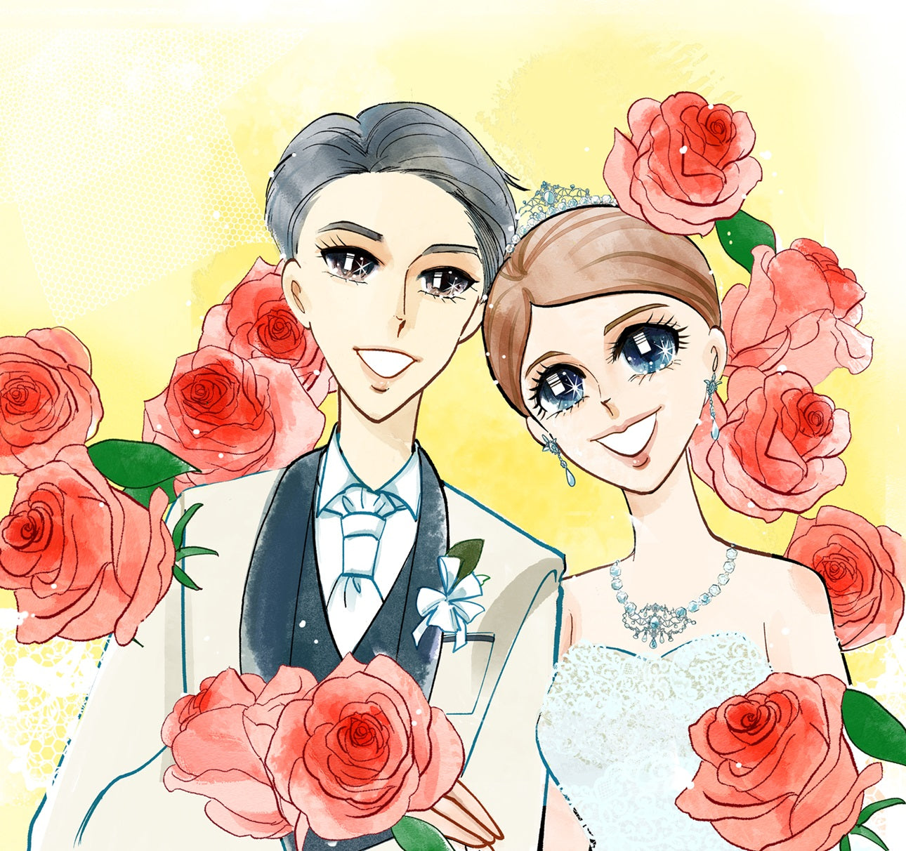 名入れ絵本 イラストレーター Louicio Kobiki コビキルイコ 似顔絵 サンプル 昭和レトロ 結婚式 イラスト